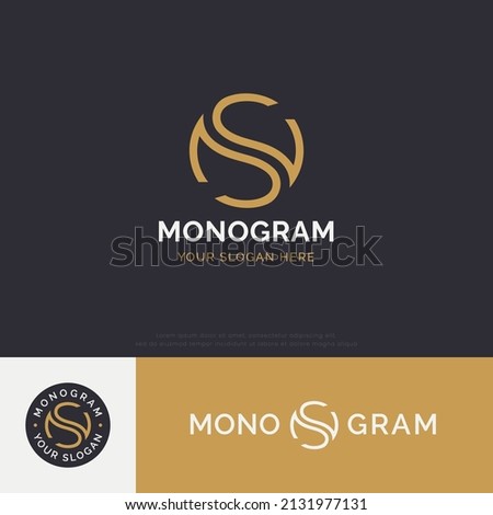 modern letter n s monogram with badge logo design Imagine de stoc © 