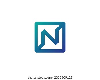 modern letter N square logo design