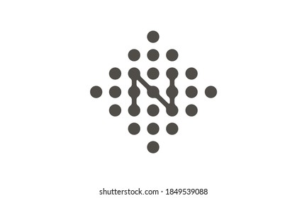 Plantilla de logotipo técnico de letra moderna N