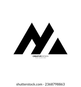 Modern letter Nm or Mn with mountain shape flat monogram hiking abstract logo