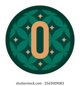 A modern letter O badge with a circular floral geometric design in green and gold. Perfect for premium branding, decorative logos, or high-end creative projects.