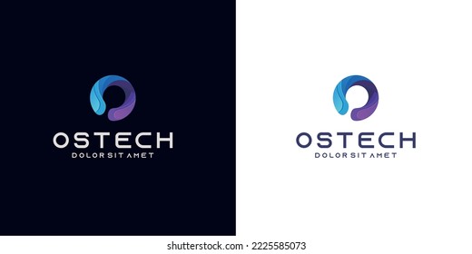 Modern Letter O tech logo design technology digital template illustration