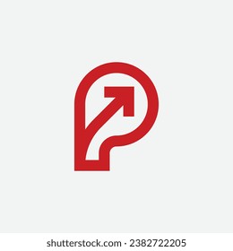 modern letter P arrow up creative logo design template