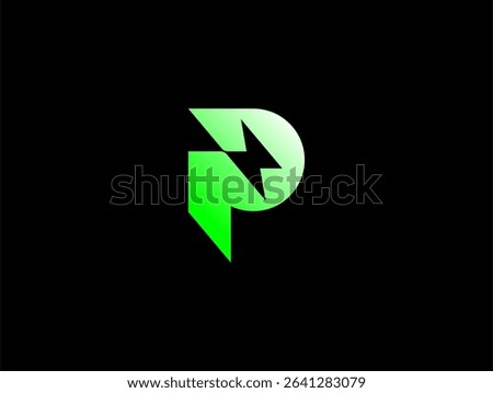 modern letter P bolt lightning logo concept for energy company