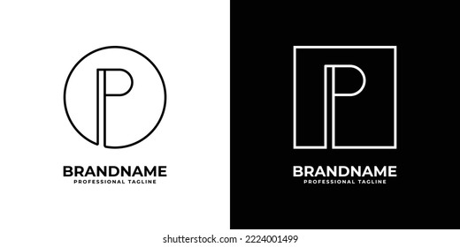 Modern letter P circle logo, Unique Letter P Square Logo.