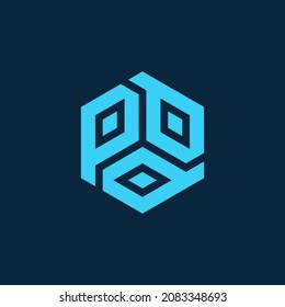 modern letter P logo. 3 letters P combined with a hexagon symbol into a new logo that is unique and original