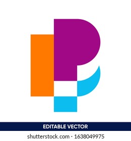 modern letter P logo flat overlay design