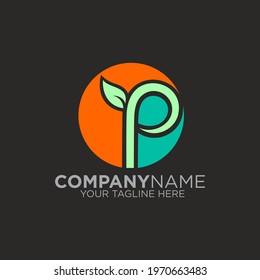 Modern letter P logo with leaf icon