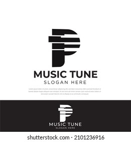 Modern letter P Logo template for piano instrument. minimalist design concept for music company,symbol,vector design icon