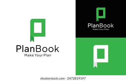 Modern Letter P Plan Book Logo Design Template for Book E-Book Bookstore Library Publisher Publishing Application or Study Educational Teacher Institution School College Academy Vector Logo.