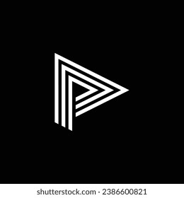 modern letter P play button logo design
