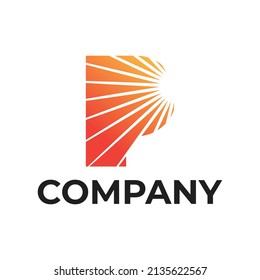 modern letter P sun logo design