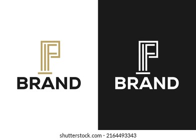Modern letter PF law firm logo design template.