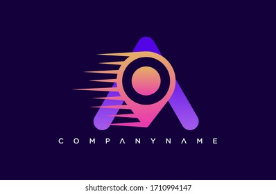 Modern A Letter Point Location logo. creative emblem for maps design. initial brand template.