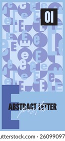 Modern letter poster in rich colors with letter seamless pattern and infographics. Digital illustration for branding, advertising, printing