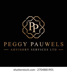 Moderno letra pp elegante logotipo design com dourado combinado