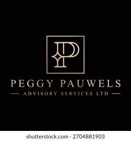 Modern letter pp elegant logo design with golden combined