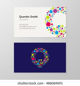 Modern letter Q circle colorful Business card template. Vector design. Layered, editable.