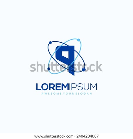 Modern Letter Q Orbit Logo Design Vector Image