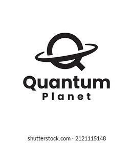 modern letter Q planet logo design