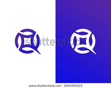 Modern Letter Q star or Q Grow or Q shooting star logo concept vector icon