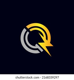 Modern letter Q thunder logo illustration design