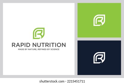 modern letter r green leaf logo design.Letter R Leaf Naturally Creative Business Logo