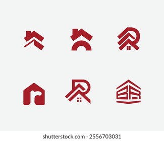 Modern Letter R house logo bundle