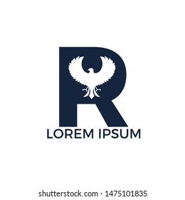Modern Letter R initial Falcon logo designs. Alphabet R initial Hawk Symbol template.