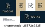 Modern Letter R Logo Designed with Rectangle Grid for Architecture and Design Agencies