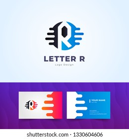 Modern Letter R Logo and Simple Business Card Design and Illustration for All Type of Business