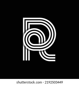 Modern Letter R Monogram With Overlapping Line Logo Design