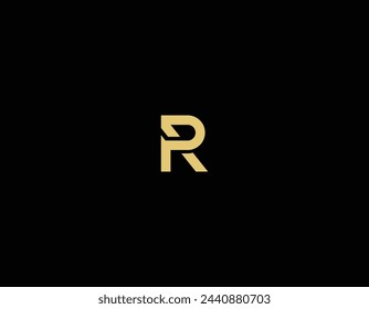 Modern Letter R or PR logo design illustration with black background, PR monogram eps file 