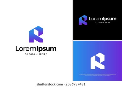 Modern letter R real estate logo design. Initial R Construction logo design template