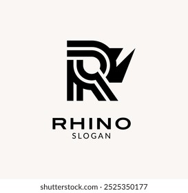 Letra moderna R Rhino logotipo design vetor