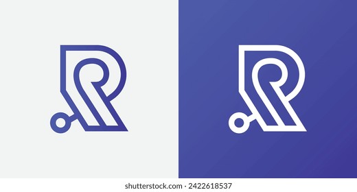 Modern letter R tech logo design