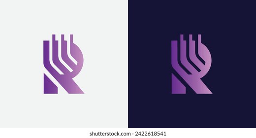 Modern letter R tech logo design
