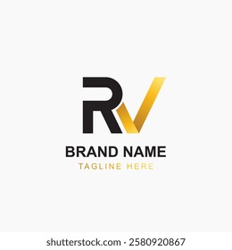 Modern letter RV with checklist logo design