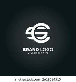 Modern Letter S and C Monogram Logo with Black Background.