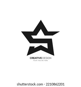 Letra moderna logotipo de forma de estrella creativa S