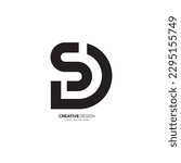 Modern letter S D creative line art unique monogram modern logo branding