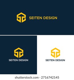Letra moderna S D arte de línea creativa monograma único logotipo moderno marca