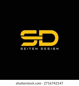 Letra moderna S D arte de línea creativa monograma único logotipo moderno marca