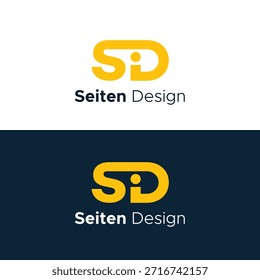 Letra moderna S D arte de línea creativa monograma único logotipo moderno marca