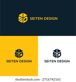 Letra moderna S D arte de línea creativa monograma único logotipo moderno marca