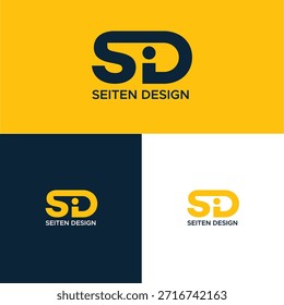 Letra moderna S D arte de línea creativa monograma único logotipo moderno marca