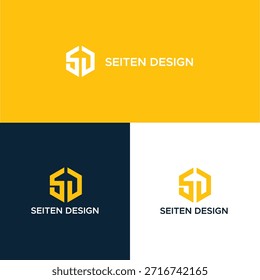Letra moderna S D arte de línea creativa monograma único logotipo moderno marca