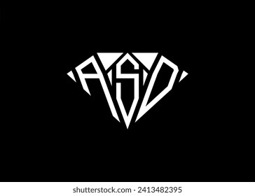 Modern letter A S D diamond shape logo And initial monogram A S D letter logo vector template.