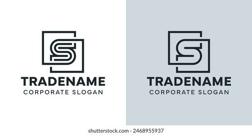 Letra moderna S con logotipo cuadrado doble, para negocios con S inicial