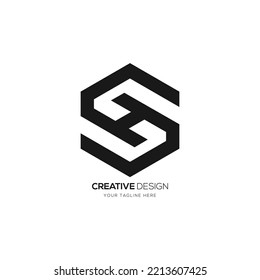 Modern letter S H hexagon shape monogram logo